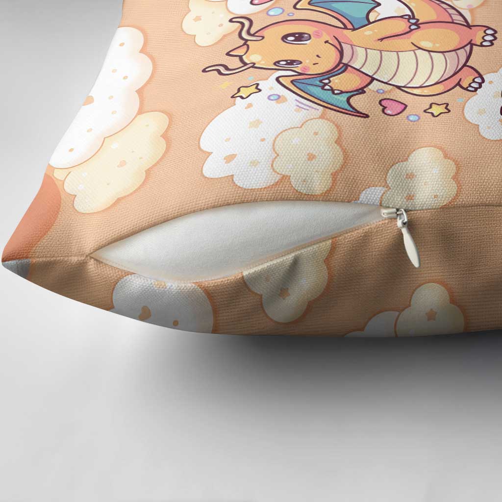 Dragonite Pillow Cover Whimsical Pastel Cloud Art