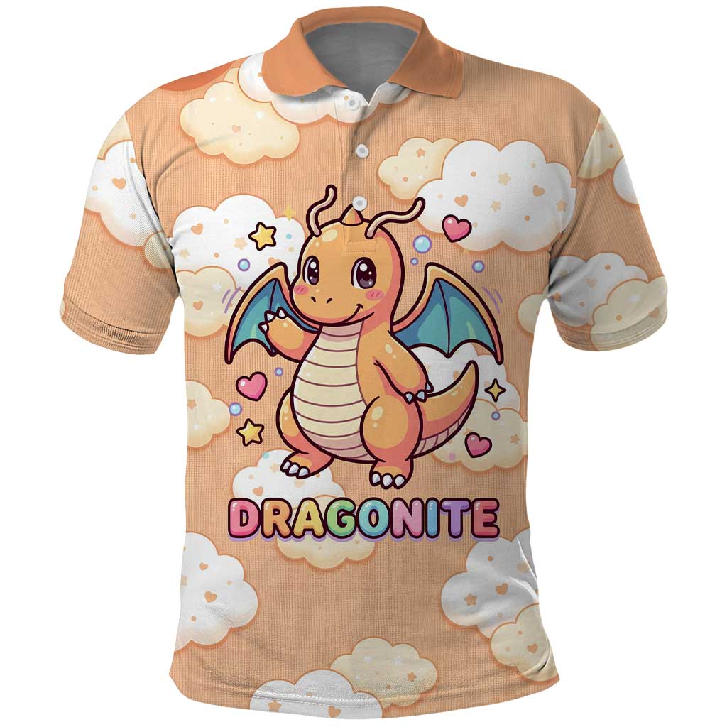 Dragonite Polo Shirt Whimsical Pastel Cloud Art