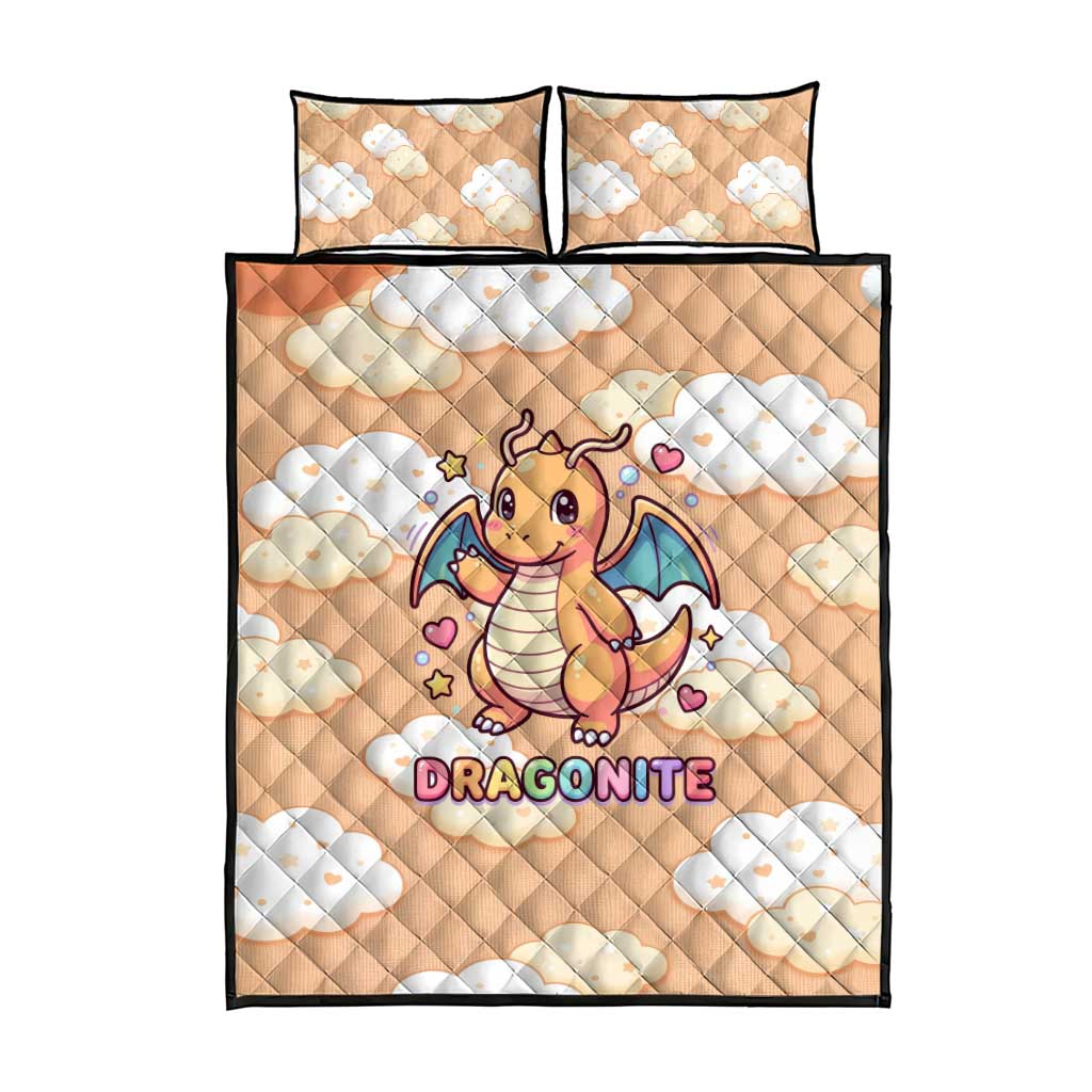 Dragonite Quilt Bed Set Whimsical Pastel Cloud Art