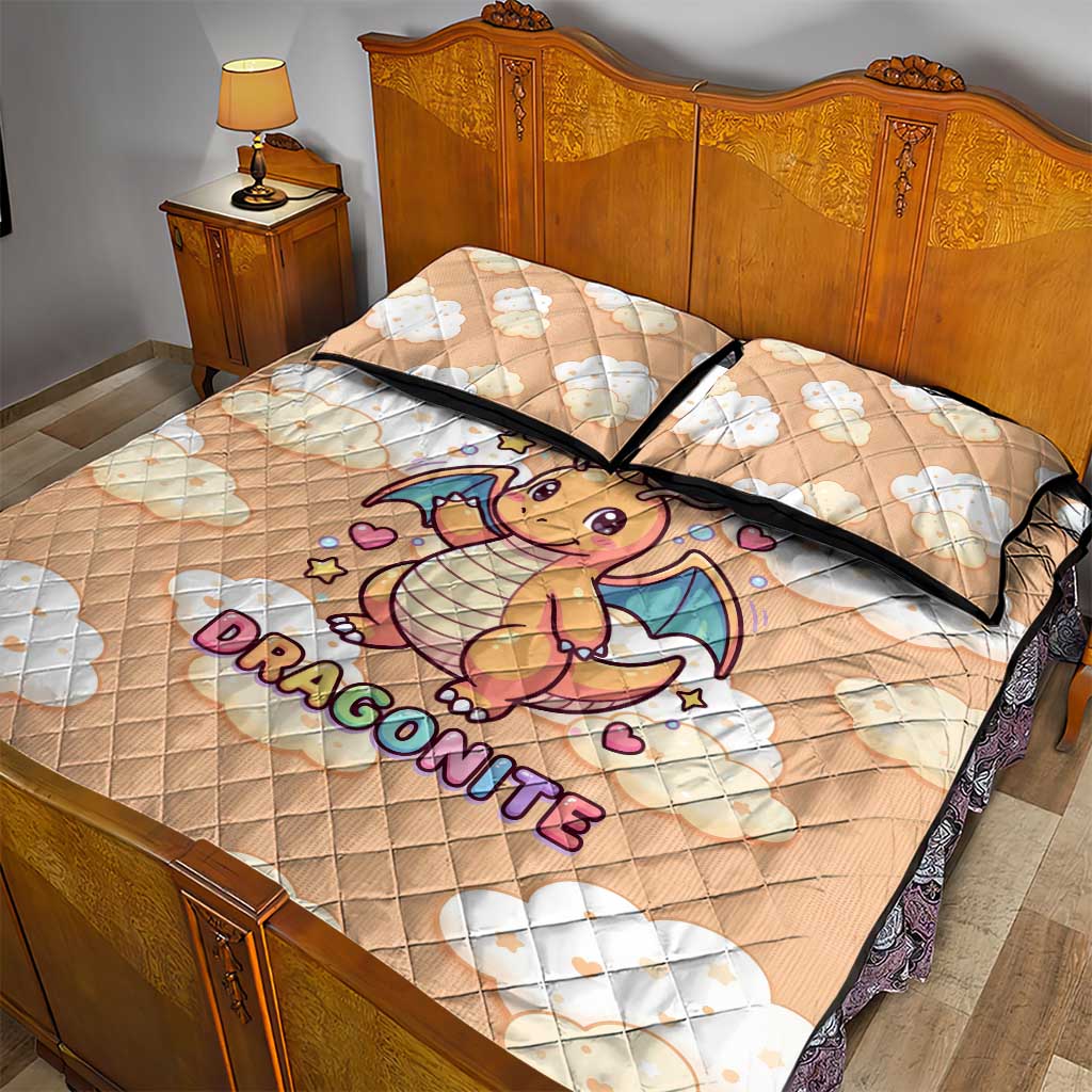 Dragonite Quilt Bed Set Whimsical Pastel Cloud Art