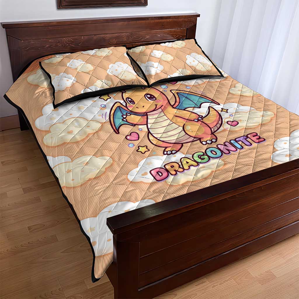Dragonite Quilt Bed Set Whimsical Pastel Cloud Art
