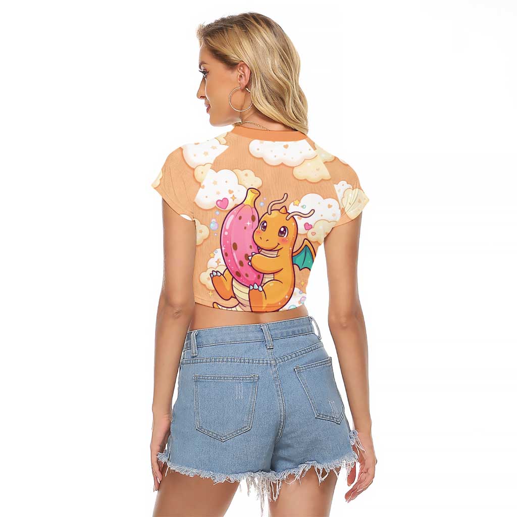 Dragonite Raglan Cropped T Shirt Whimsical Pastel Cloud Art