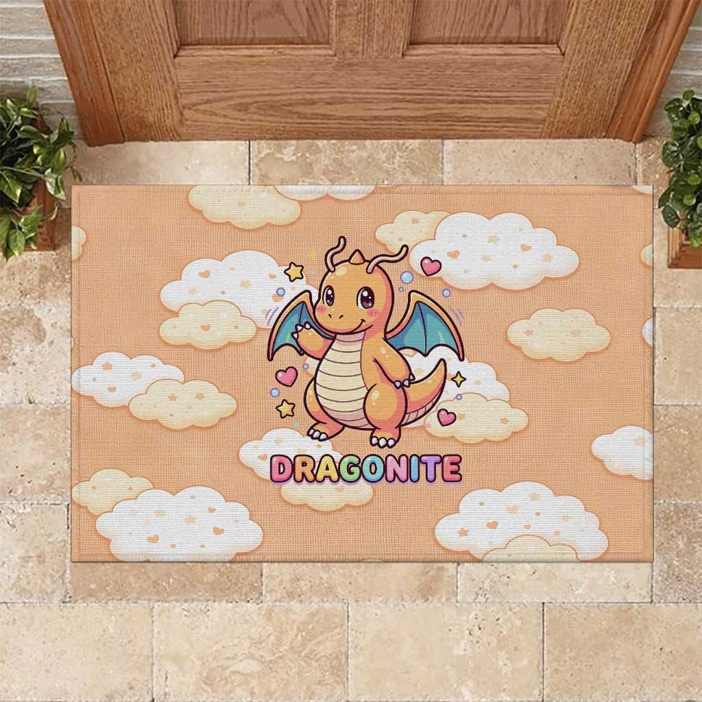 Dragonite Rubber Doormat Whimsical Pastel Cloud Art