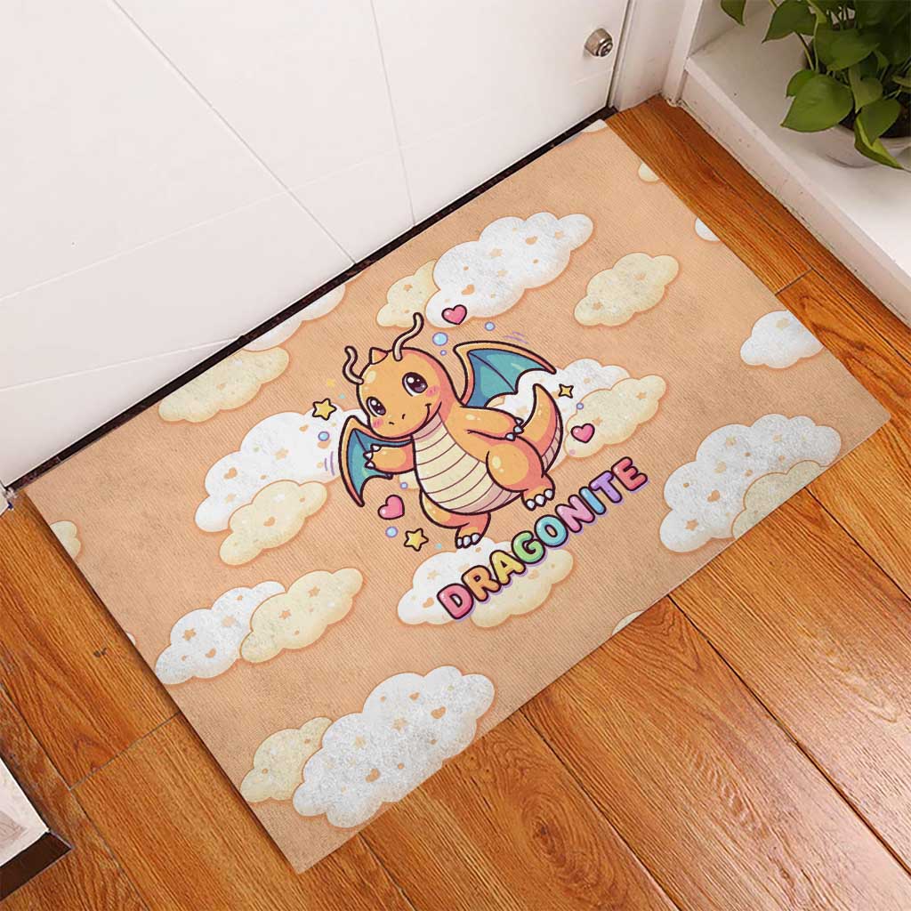 Dragonite Rubber Doormat Whimsical Pastel Cloud Art