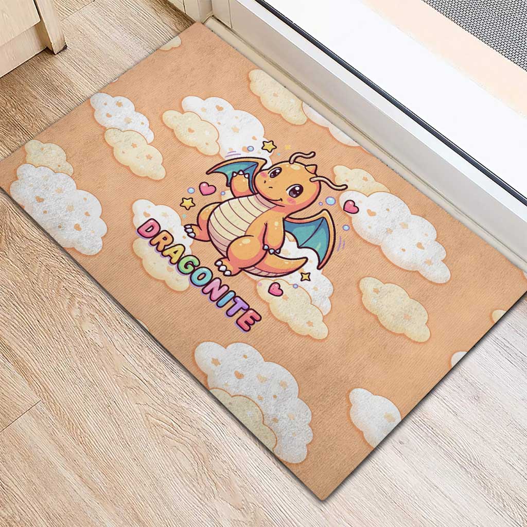 Dragonite Rubber Doormat Whimsical Pastel Cloud Art