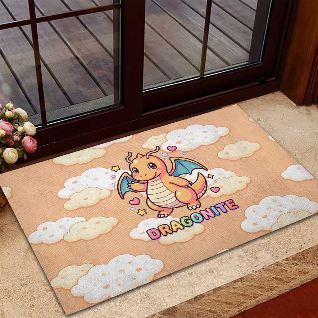 Dragonite Rubber Doormat Whimsical Pastel Cloud Art