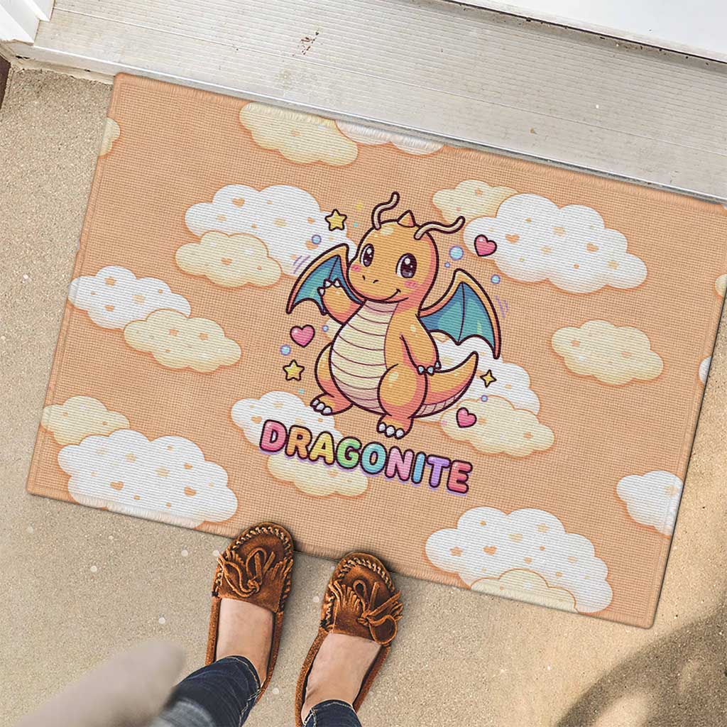 Dragonite Rubber Doormat Whimsical Pastel Cloud Art