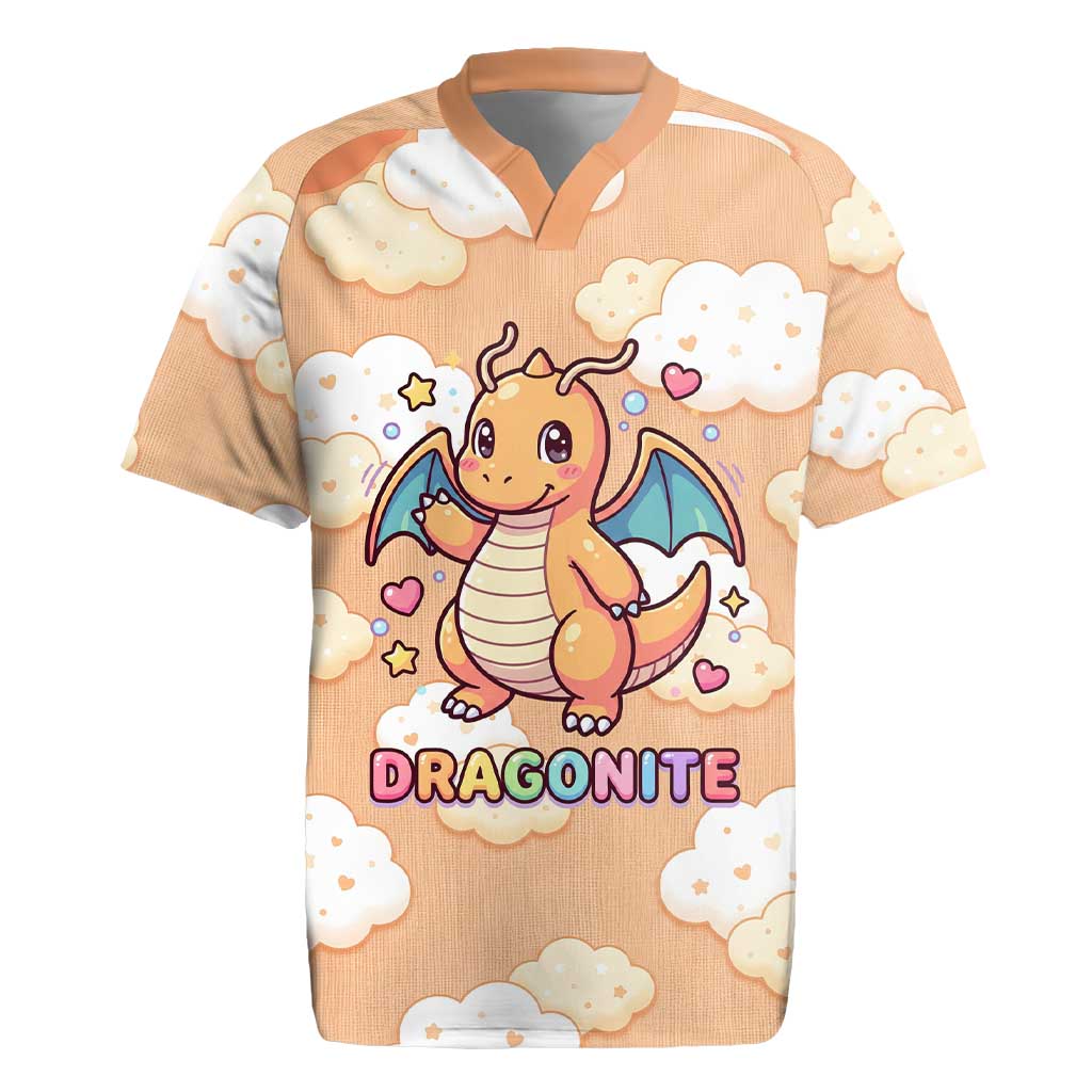 Dragonite Rugby Jersey Whimsical Pastel Cloud Art