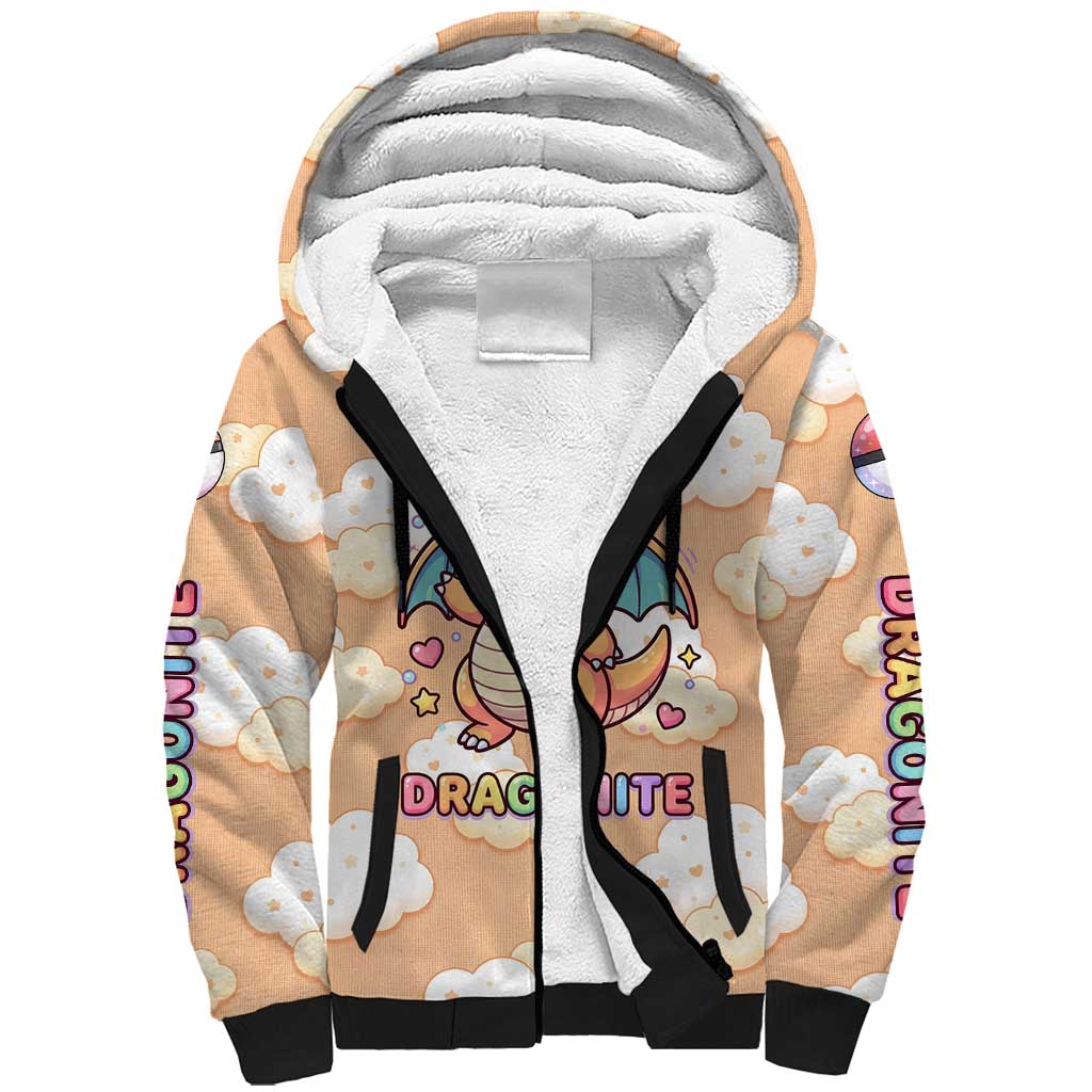 Dragonite Sherpa Hoodie Whimsical Pastel Cloud Art