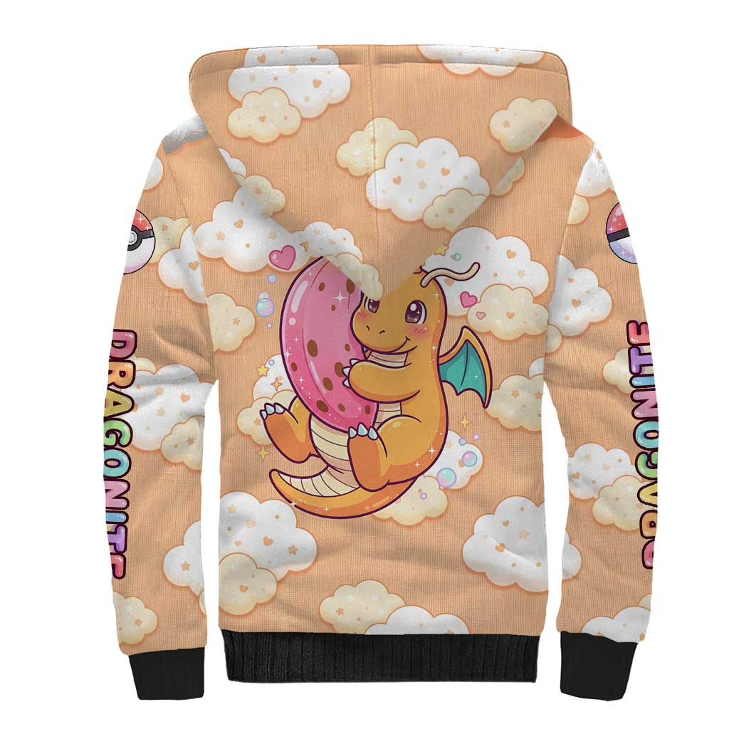 Dragonite Sherpa Hoodie Whimsical Pastel Cloud Art