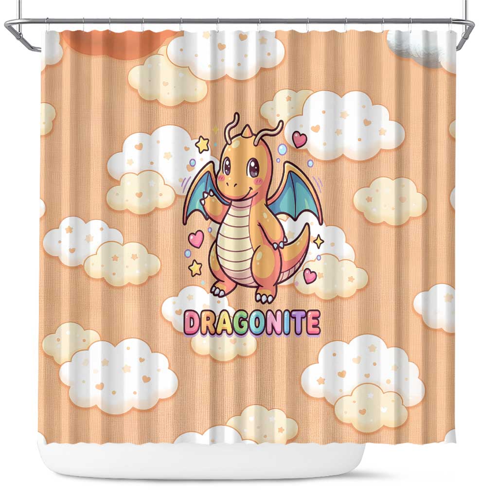 Dragonite Shower Curtain Whimsical Pastel Cloud Art