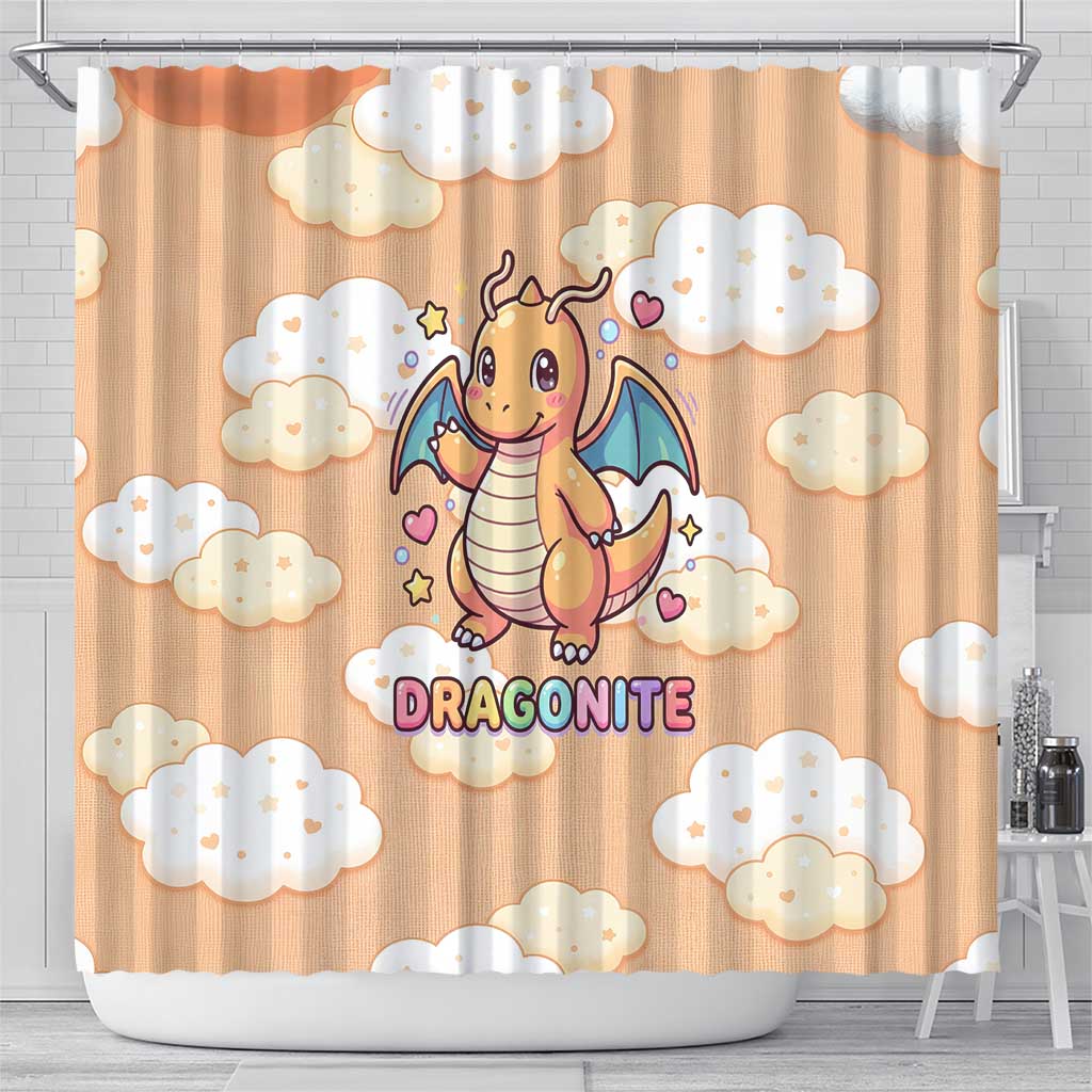 Dragonite Shower Curtain Whimsical Pastel Cloud Art