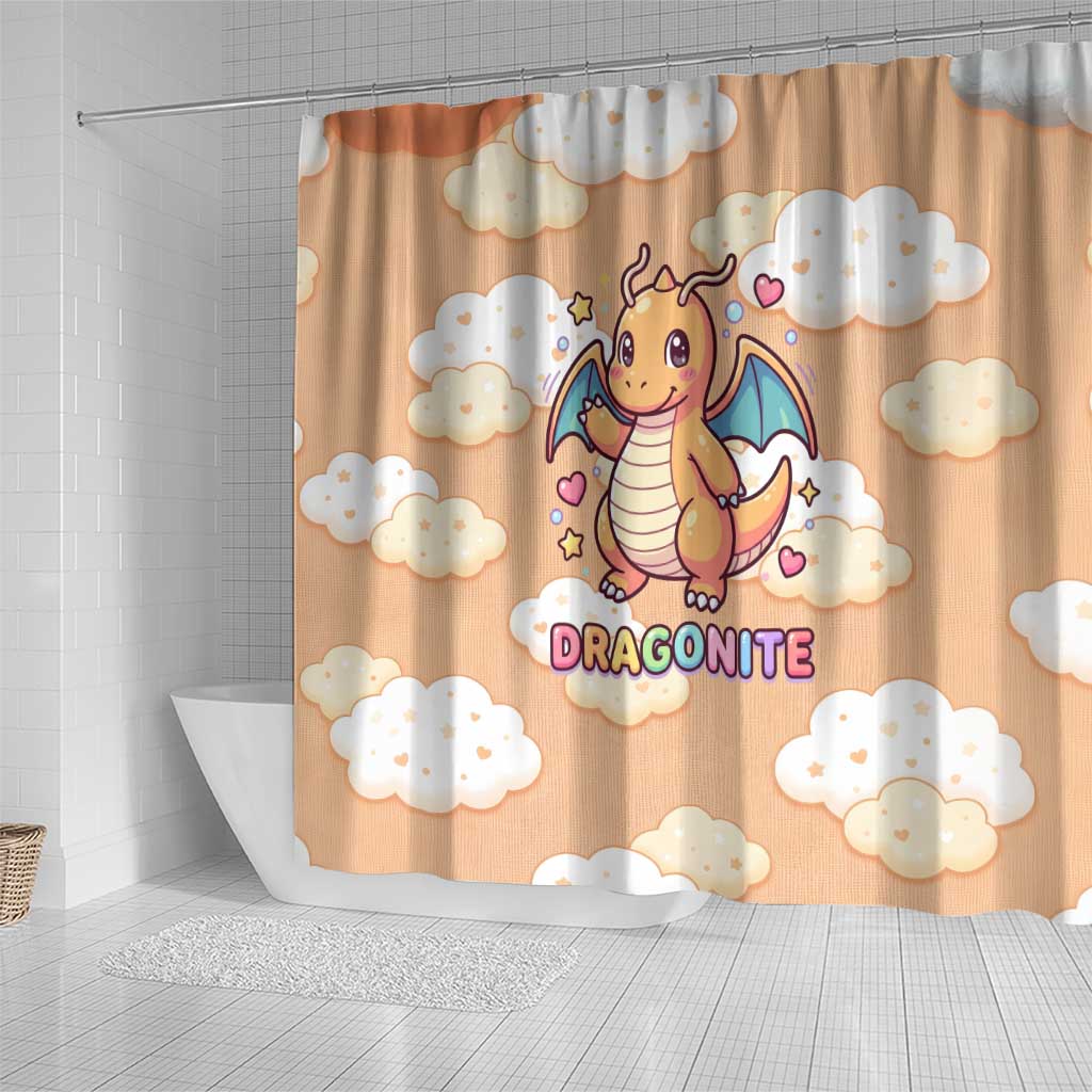Dragonite Shower Curtain Whimsical Pastel Cloud Art