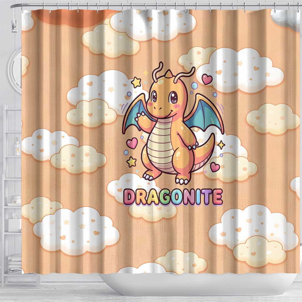 Dragonite Shower Curtain Whimsical Pastel Cloud Art