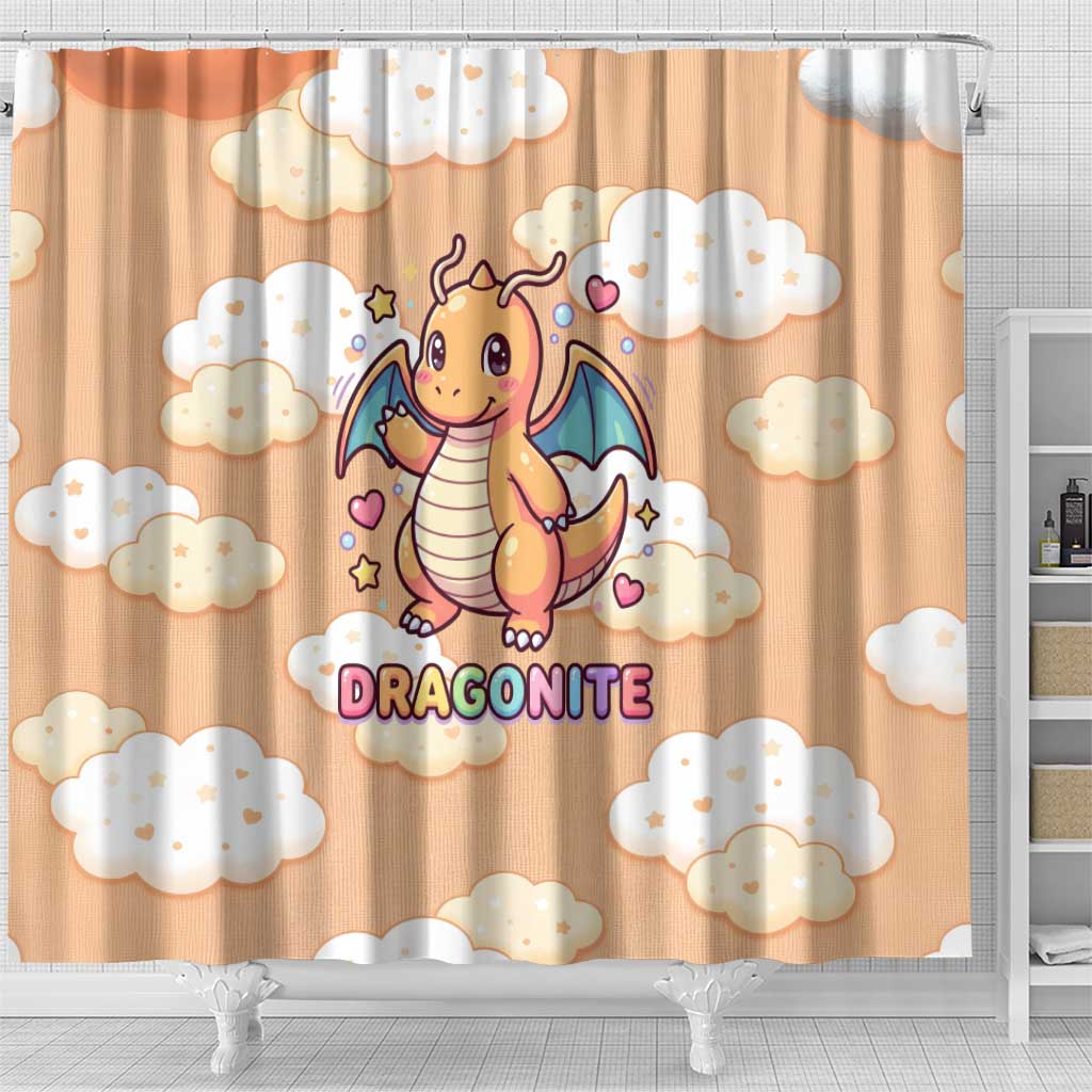 Dragonite Shower Curtain Whimsical Pastel Cloud Art