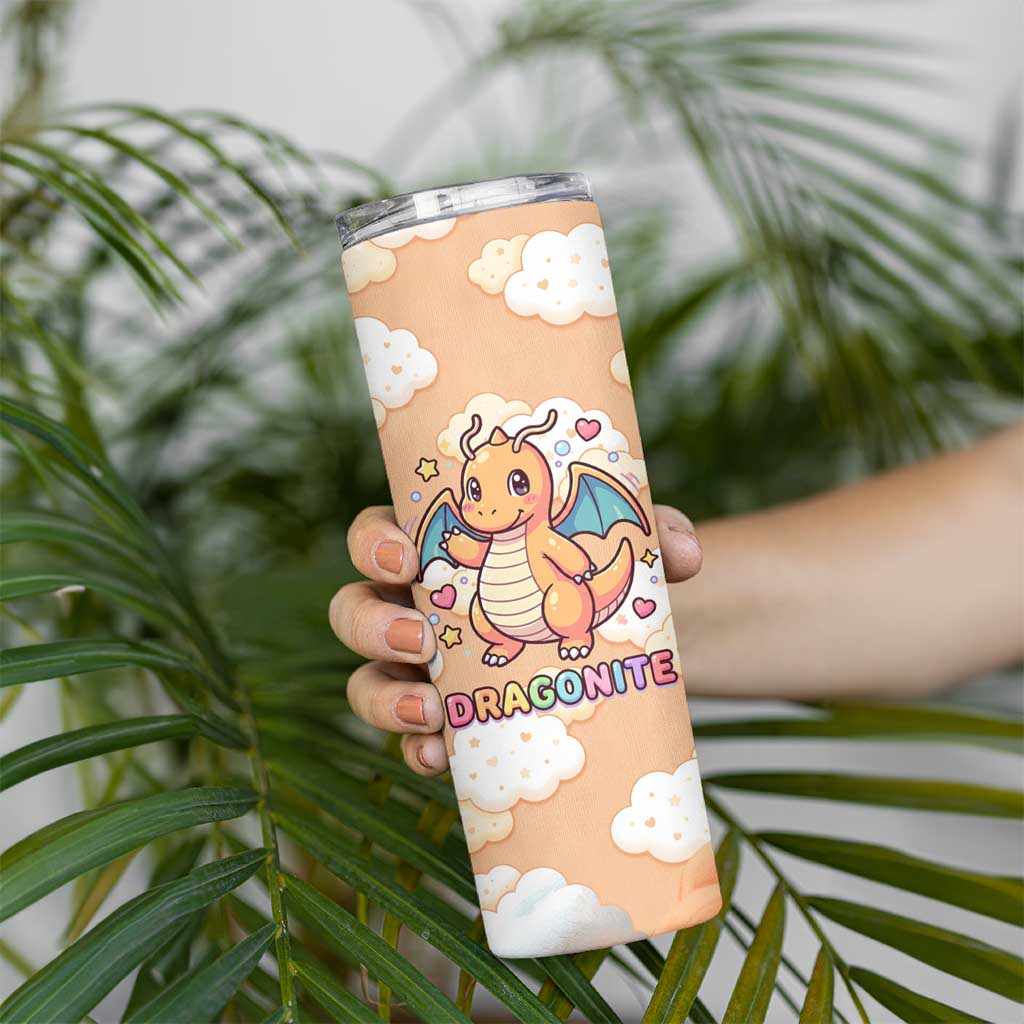Dragonite Skinny Tumbler Whimsical Pastel Cloud Art