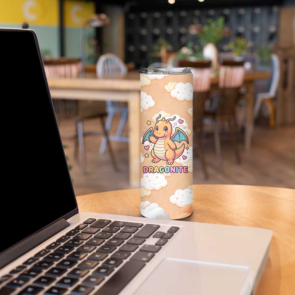 Dragonite Skinny Tumbler Whimsical Pastel Cloud Art