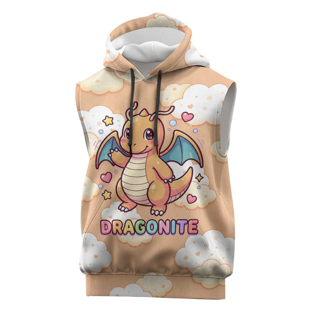 Dragonite Sleeveless Hoodie Whimsical Pastel Cloud Art
