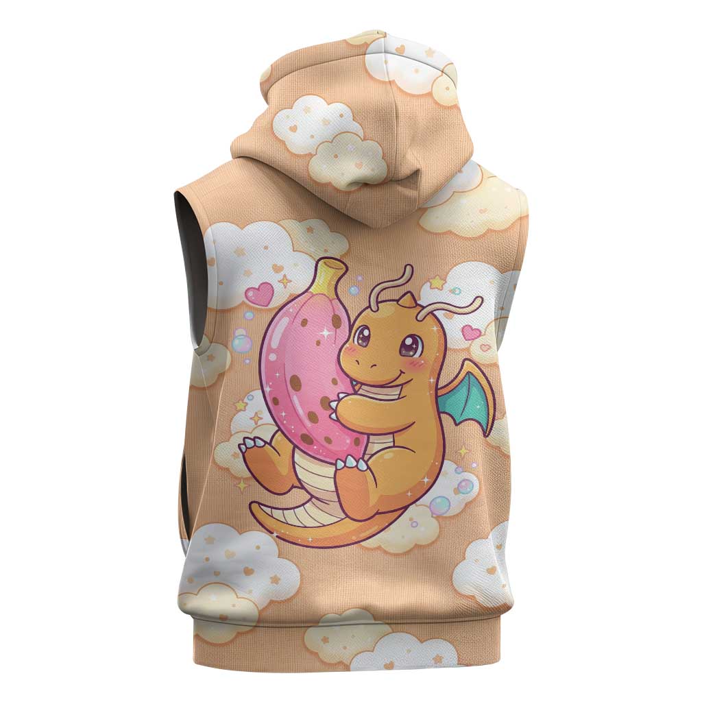 Dragonite Sleeveless Hoodie Whimsical Pastel Cloud Art