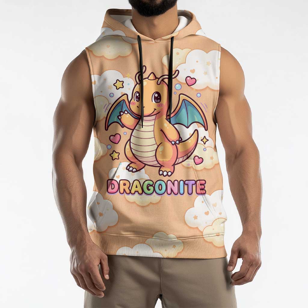 Dragonite Sleeveless Hoodie Whimsical Pastel Cloud Art