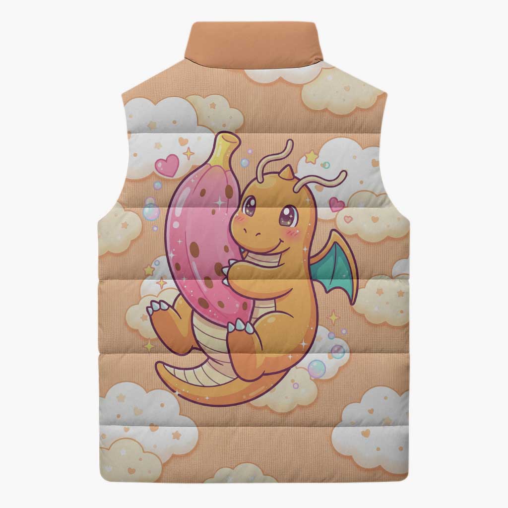 Dragonite Sleeveless Puffer Jacket Whimsical Pastel Cloud Art