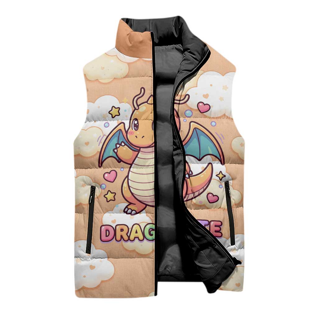 Dragonite Sleeveless Puffer Jacket Whimsical Pastel Cloud Art