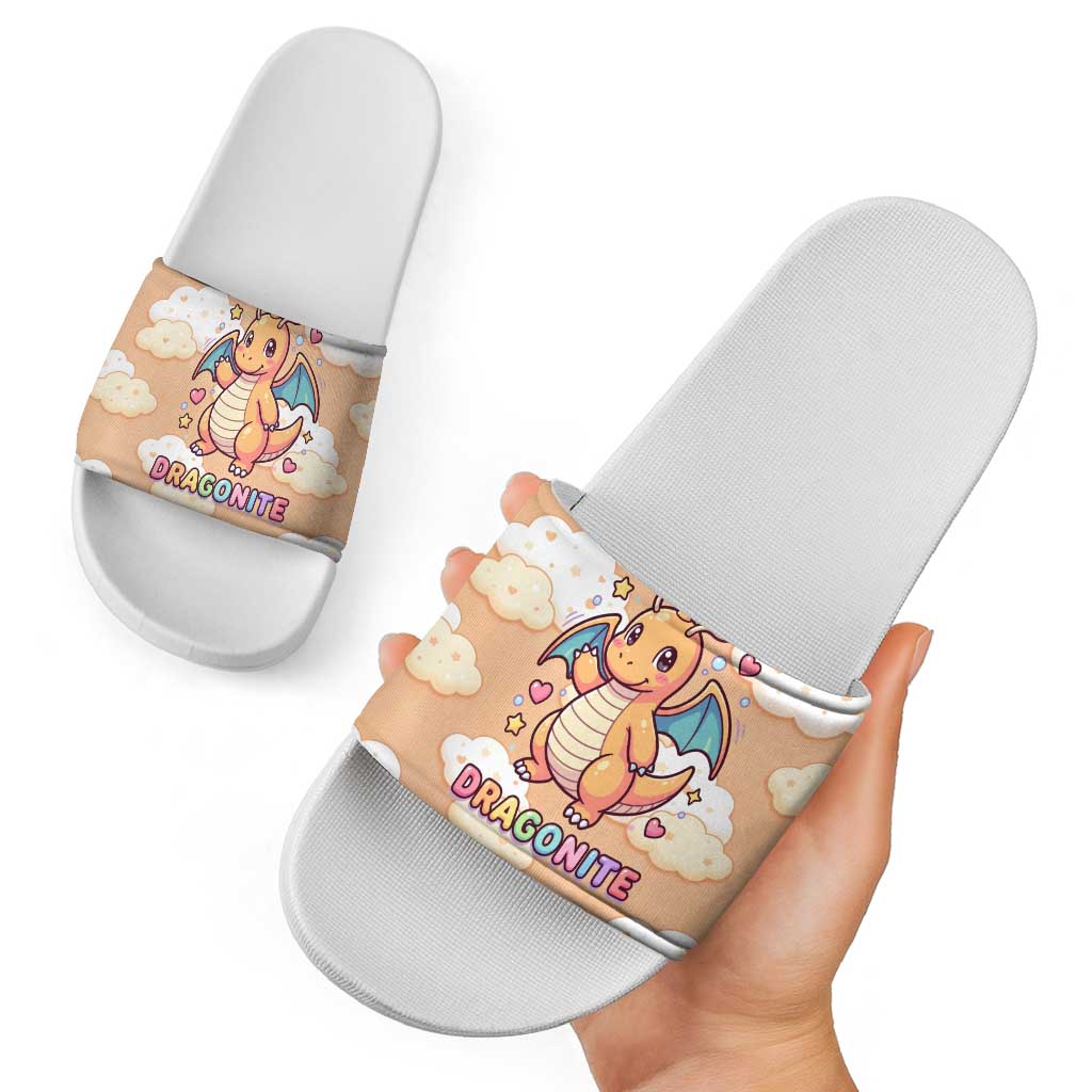 Dragonite Slide Sandals Whimsical Pastel Cloud Art