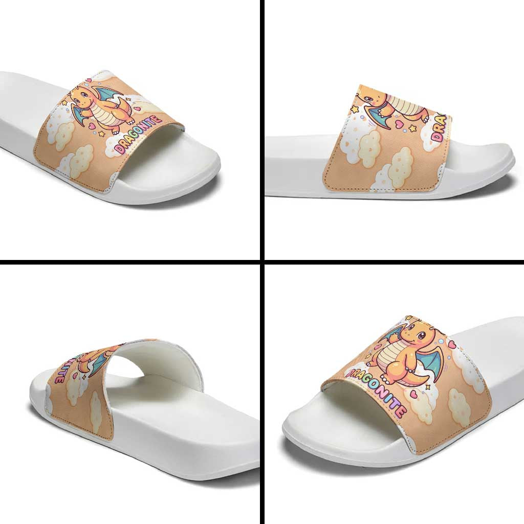 Dragonite Slide Sandals Whimsical Pastel Cloud Art
