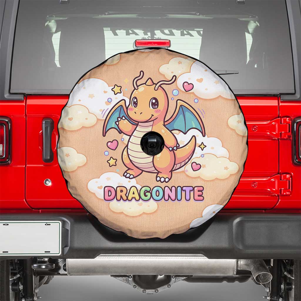 Dragonite Spare Tire Cover Whimsical Pastel Cloud Art