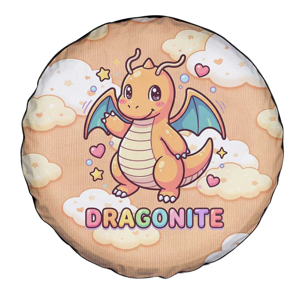 Dragonite Spare Tire Cover Whimsical Pastel Cloud Art