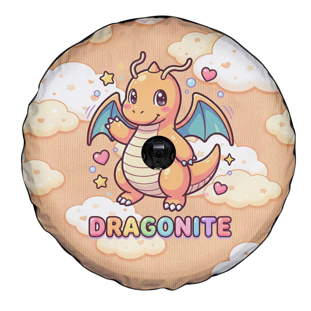 Dragonite Spare Tire Cover Whimsical Pastel Cloud Art
