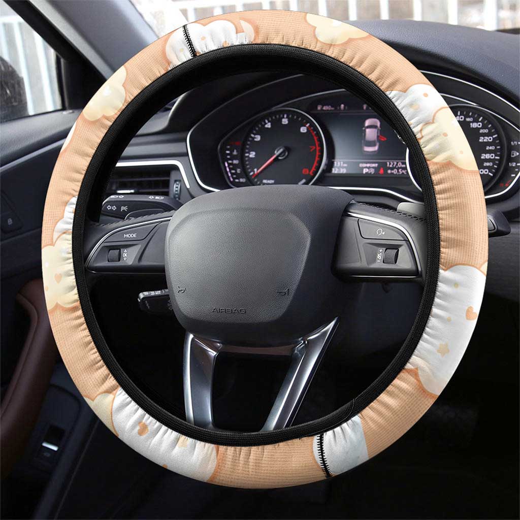 Dragonite Steering Wheel Cover Whimsical Pastel Cloud Art