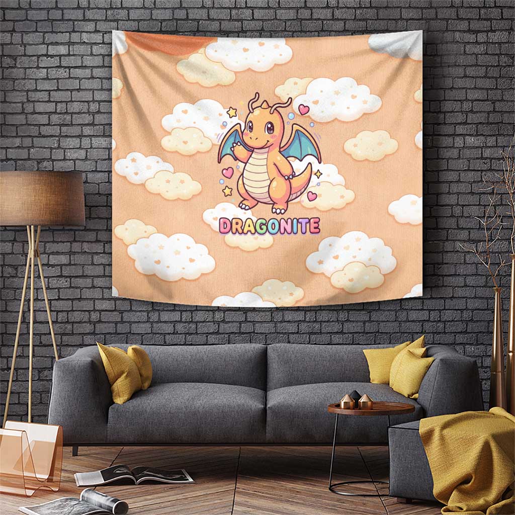 Dragonite Tapestry Whimsical Pastel Cloud Art
