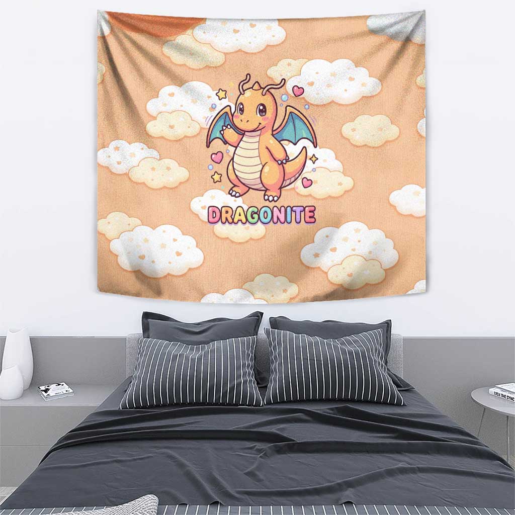 Dragonite Tapestry Whimsical Pastel Cloud Art