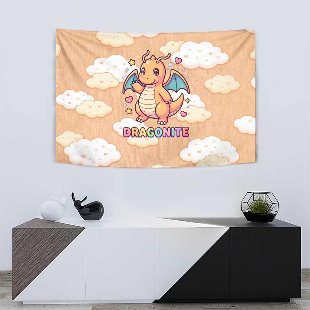 Dragonite Tapestry Whimsical Pastel Cloud Art