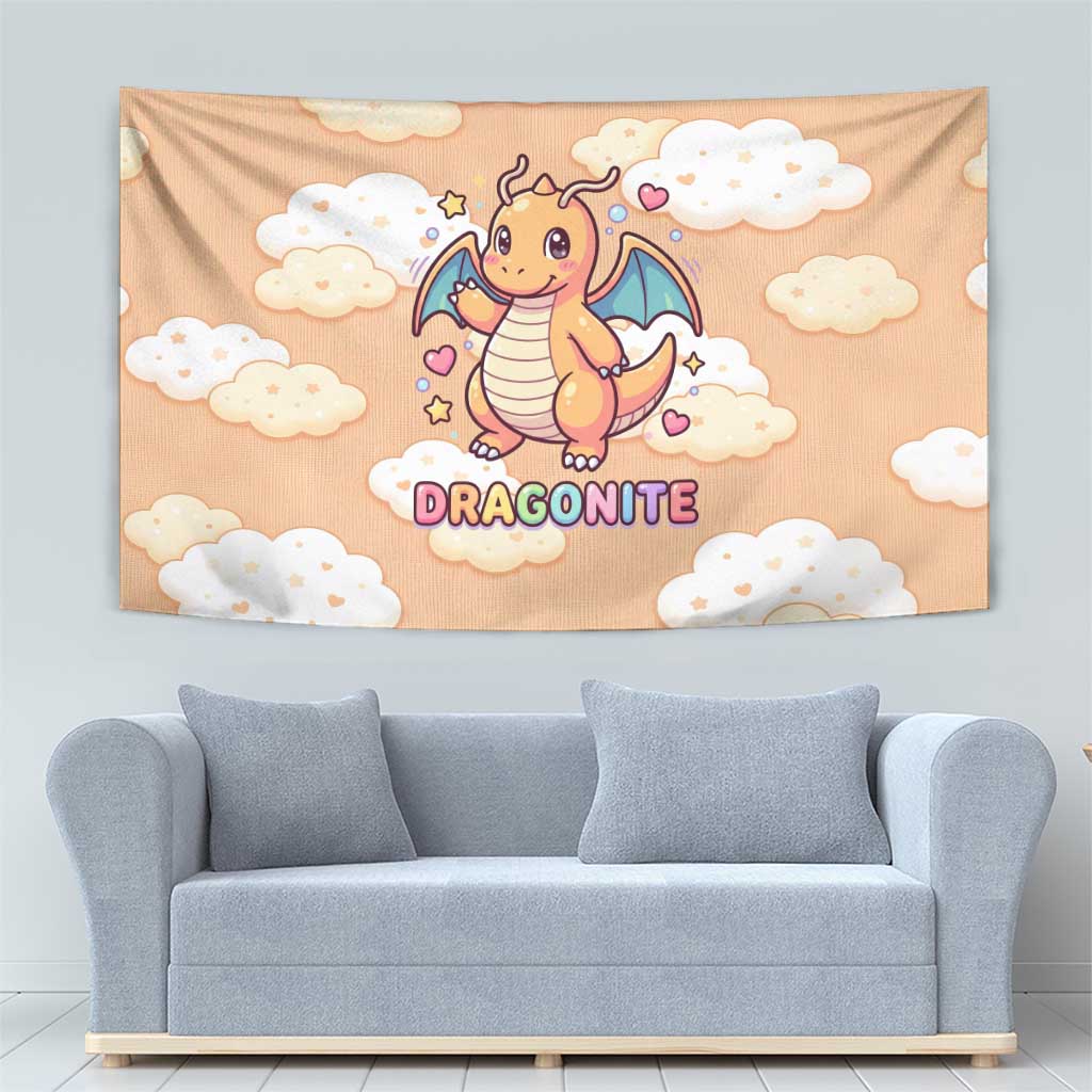 Dragonite Tapestry Whimsical Pastel Cloud Art