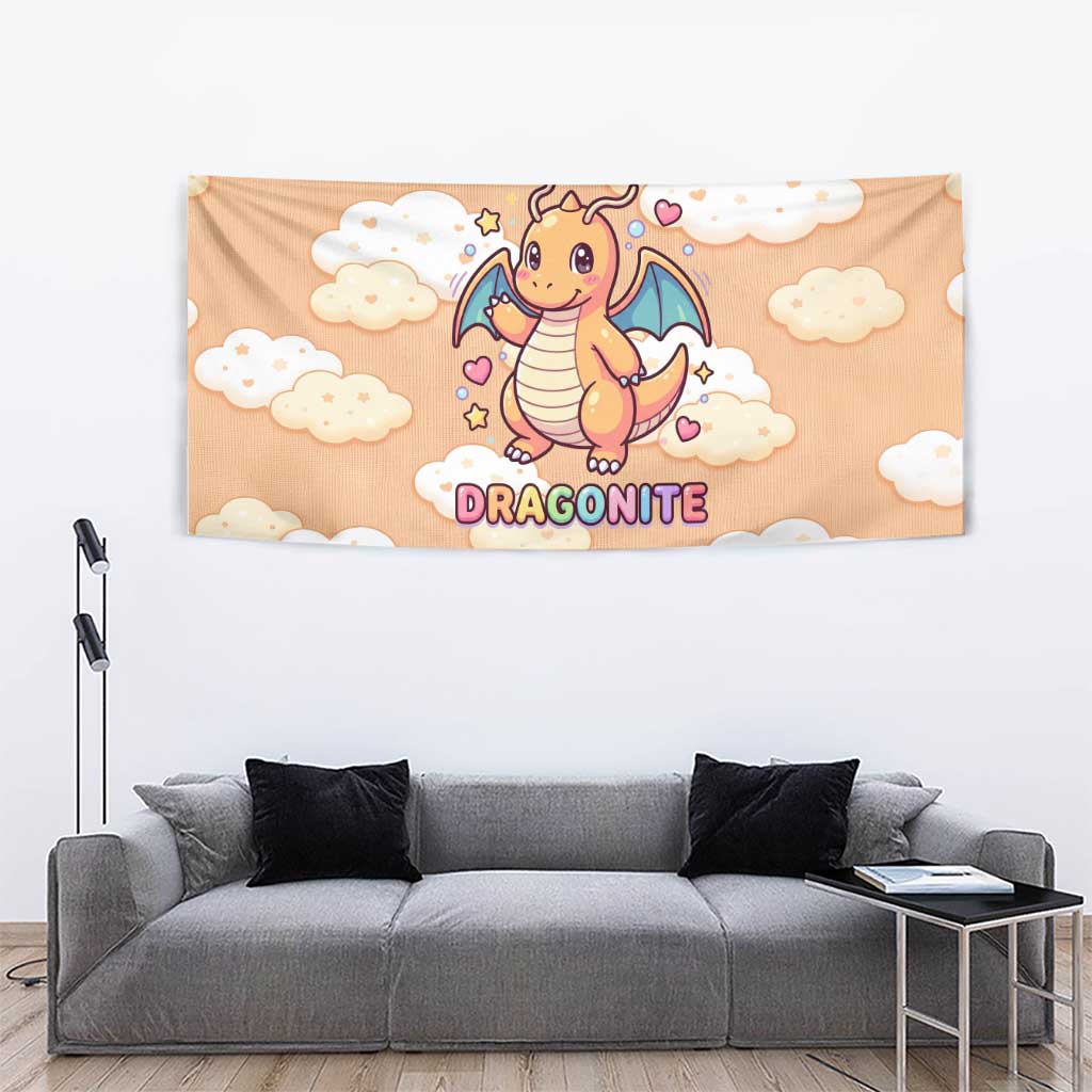 Dragonite Tapestry Whimsical Pastel Cloud Art