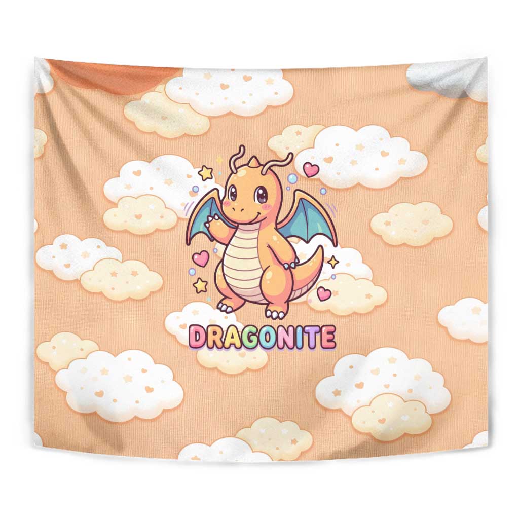 Dragonite Tapestry Whimsical Pastel Cloud Art