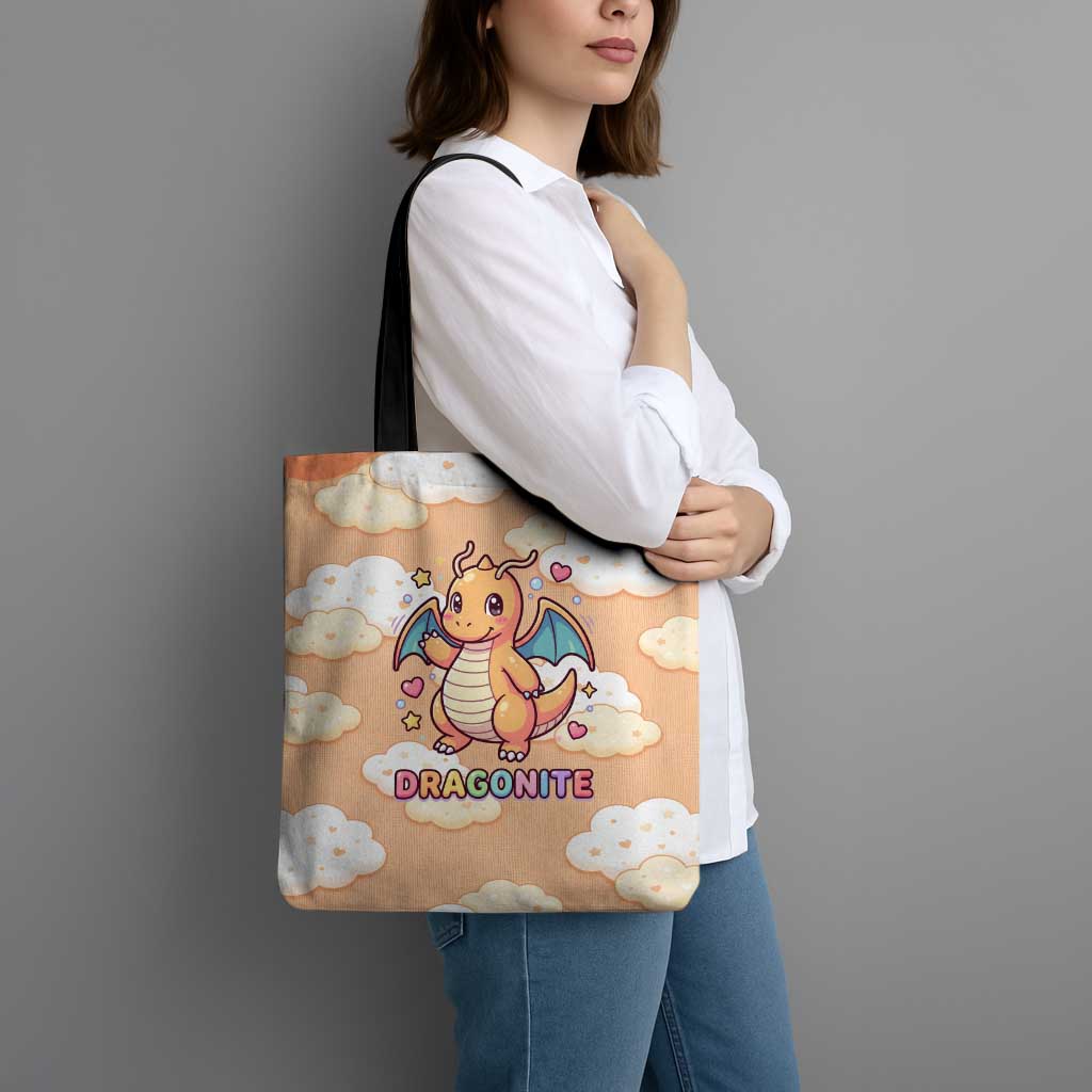 Dragonite Tote Bag Whimsical Pastel Cloud Art