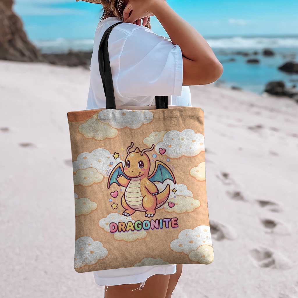 Dragonite Tote Bag Whimsical Pastel Cloud Art