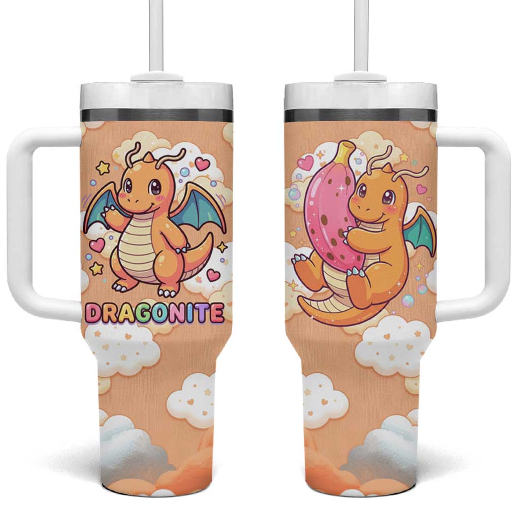 Dragonite Tumbler With Handle Whimsical Pastel Cloud Art