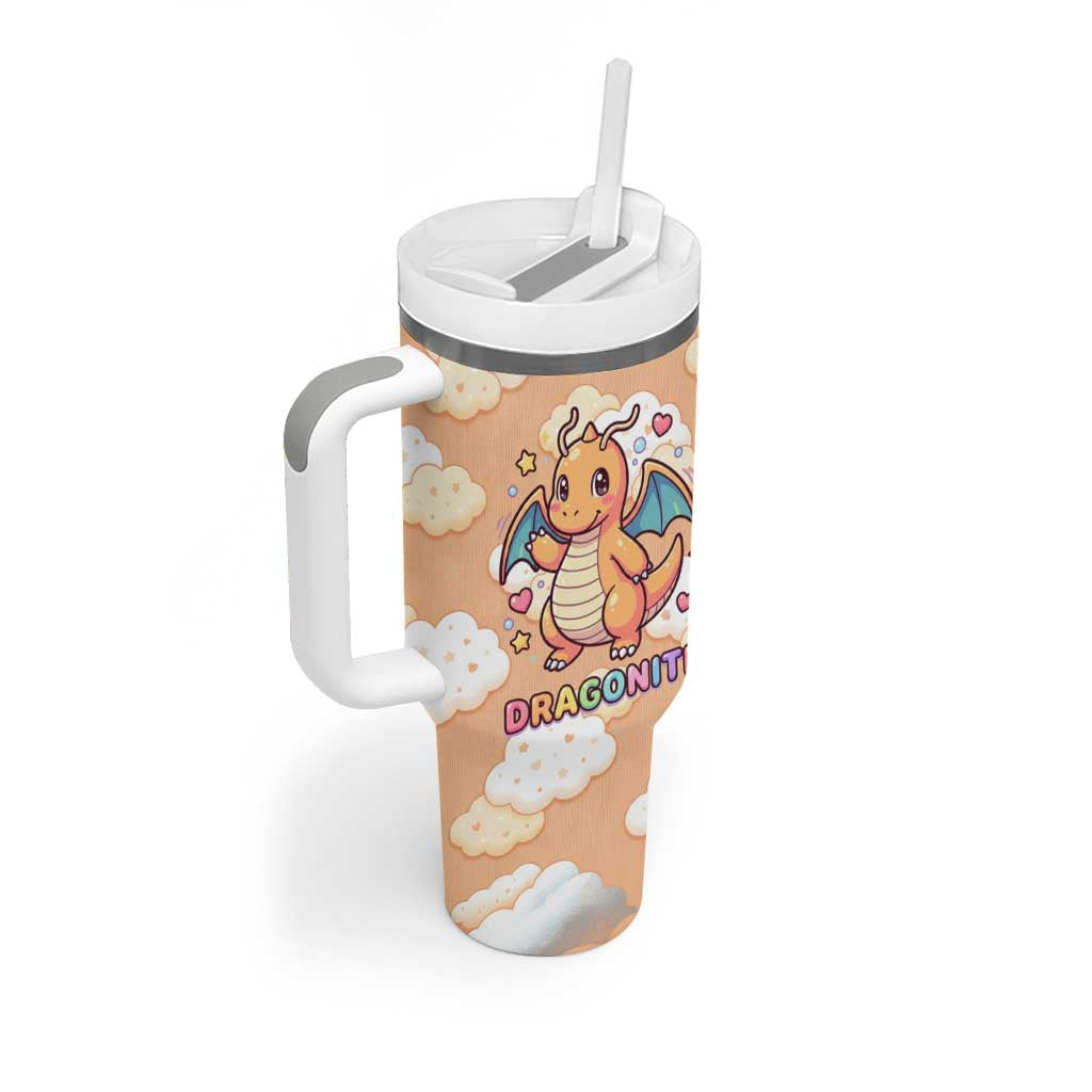 Dragonite Tumbler With Handle Whimsical Pastel Cloud Art