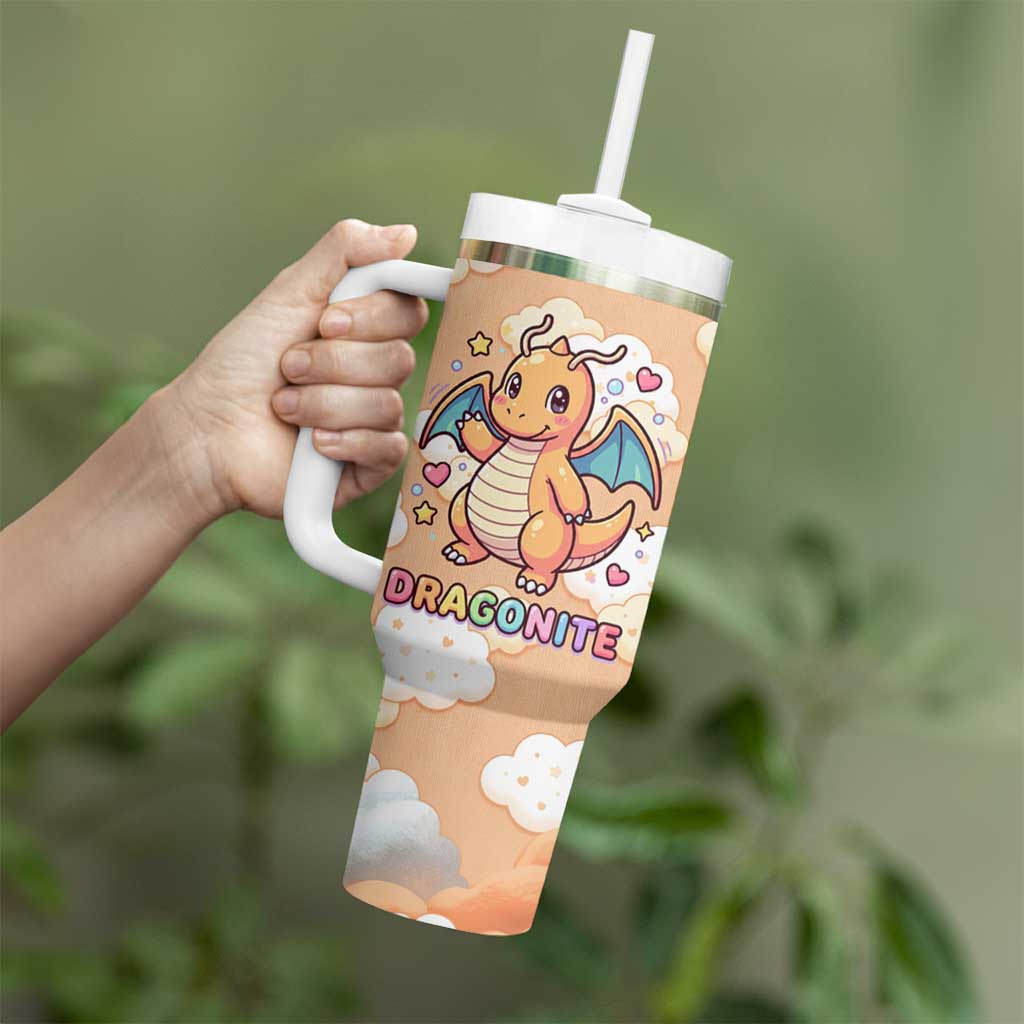 Dragonite Tumbler With Handle Whimsical Pastel Cloud Art