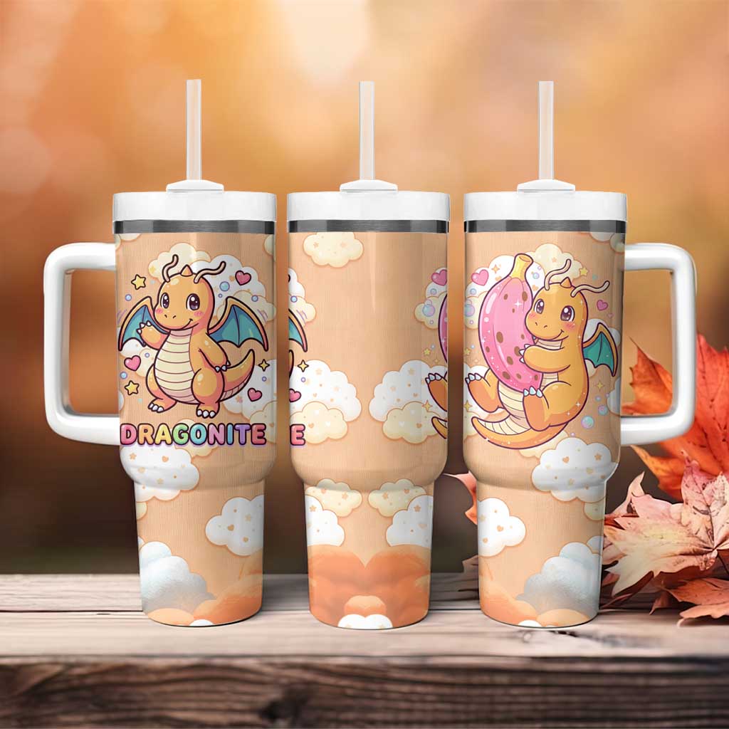 Dragonite Tumbler With Handle Whimsical Pastel Cloud Art