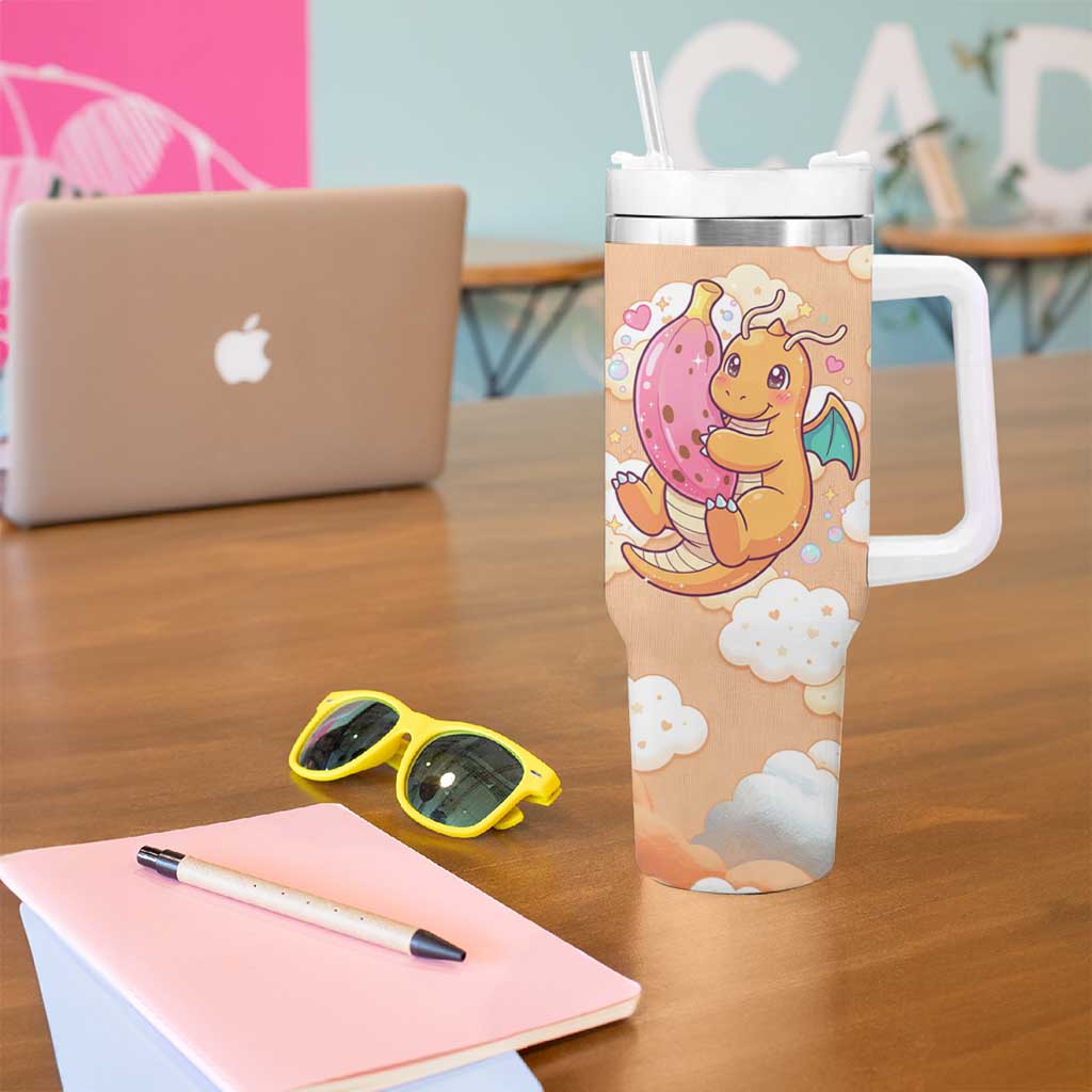 Dragonite Tumbler With Handle Whimsical Pastel Cloud Art