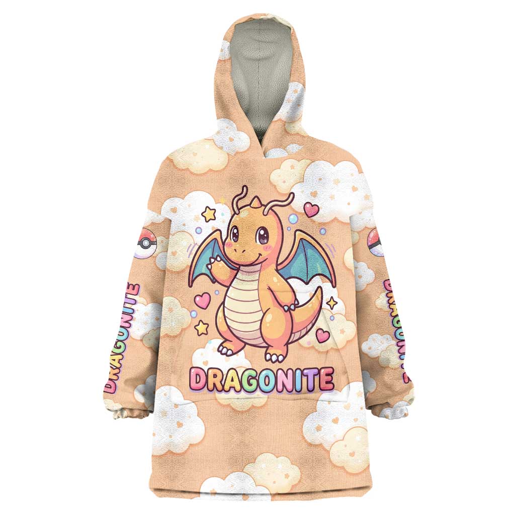 Dragonite Wearable Blanket Hoodie Whimsical Pastel Cloud Art