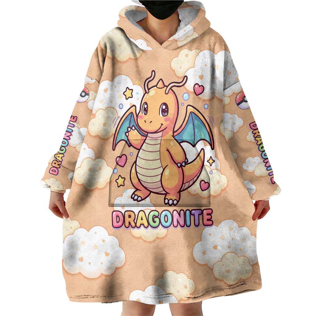 Dragonite Wearable Blanket Hoodie Whimsical Pastel Cloud Art