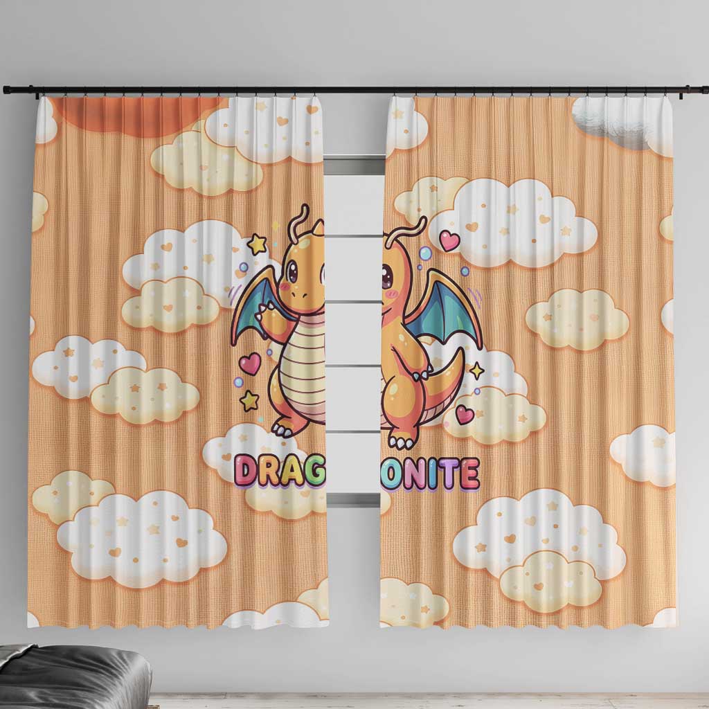 Dragonite Window Curtain Whimsical Pastel Cloud Art
