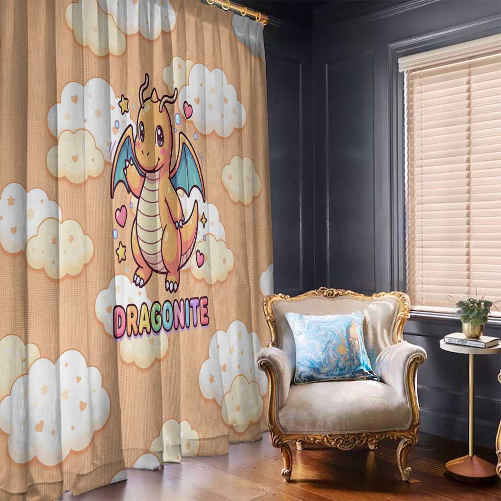 Dragonite Window Curtain Whimsical Pastel Cloud Art
