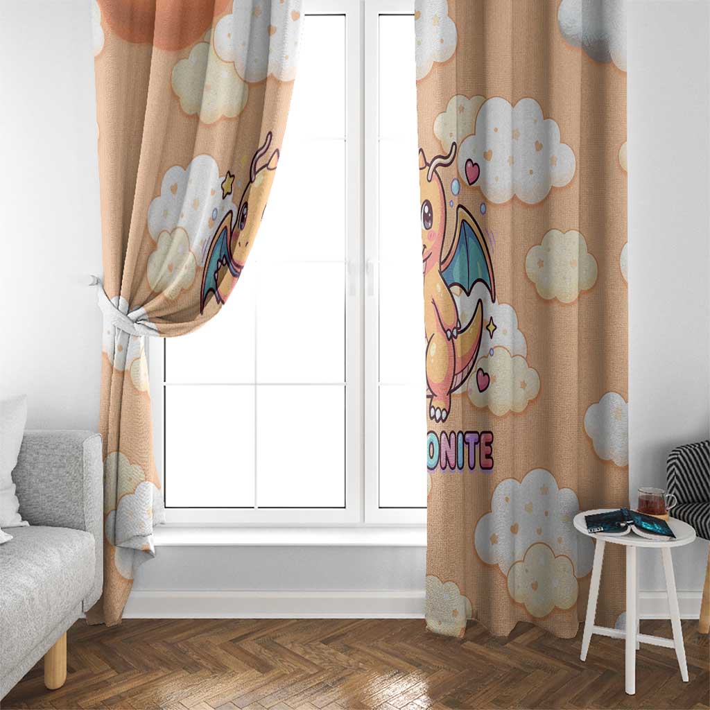 Dragonite Window Curtain Whimsical Pastel Cloud Art